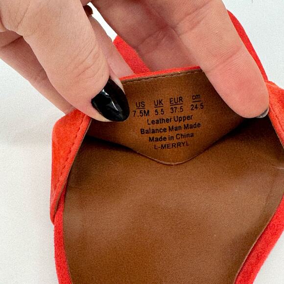 Franco Sarto L-Merryl Block Wood Heeled Leather Red Sandals Sz 7.5 Resortwear - Picture 8 of 8